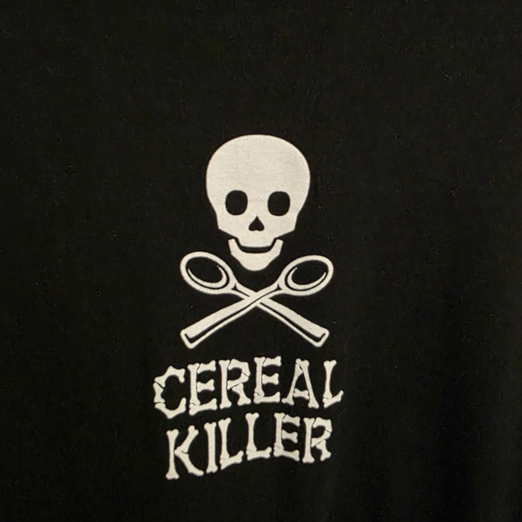 Vintage Cereal Killer Skull Graphic Tee XL Delta Tag Black Funny Shirt - Picture 3 of 7
